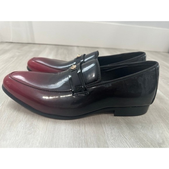 Versace Men\'s Black Cherry Ombre Patent Leather Medusa Loafers Italy sz 44 us 10 main image 5